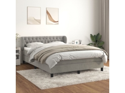 Vidaxl Cama Com Molas/colchão 140x190 Cm Veludo Cinzento-claro
