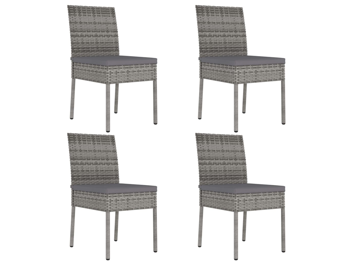 Cadeiras De Jantar Para Jardim 4 Pcs Vime Pe Cinzento Dkd Home Decor