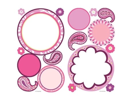 Adesivos de parede reposicionáveis com estampa paisley Roommates, 17 peças, feltro rosa apagável, The Deco Factory