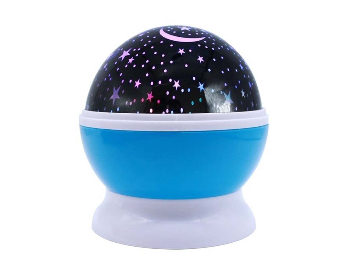 Luminária De Mesa Infantil Com Projetor Luz Noturna Led, Céu Estrelado, Bateria Usb E Efeito Lua Aquaforge (azul)