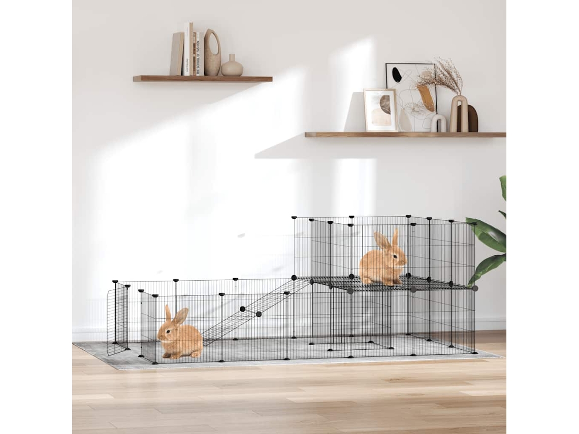 Vidaxl Gaiola P/ Animais De 36 Painéis C/ Porta 35x35 Cm Aço Preto