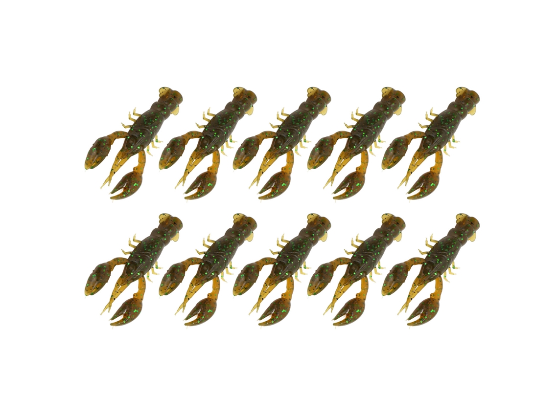Isca de Pesca Soft Crawdad para Bass Verde 10pcs