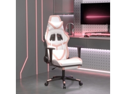 Vidaxl Cadeira Gaming Com Apoio P/ Pés Couro Artificial Branco E Rosa