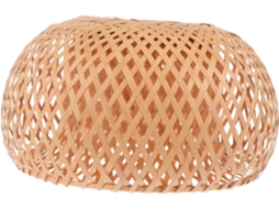 Luminária De Teto Redonda Em Bambu Trançado Na Cor Cáqui, Com Design Elegante De Camada Dupla, Ideal Para Restaurantes E Outros Estabelecimentos.