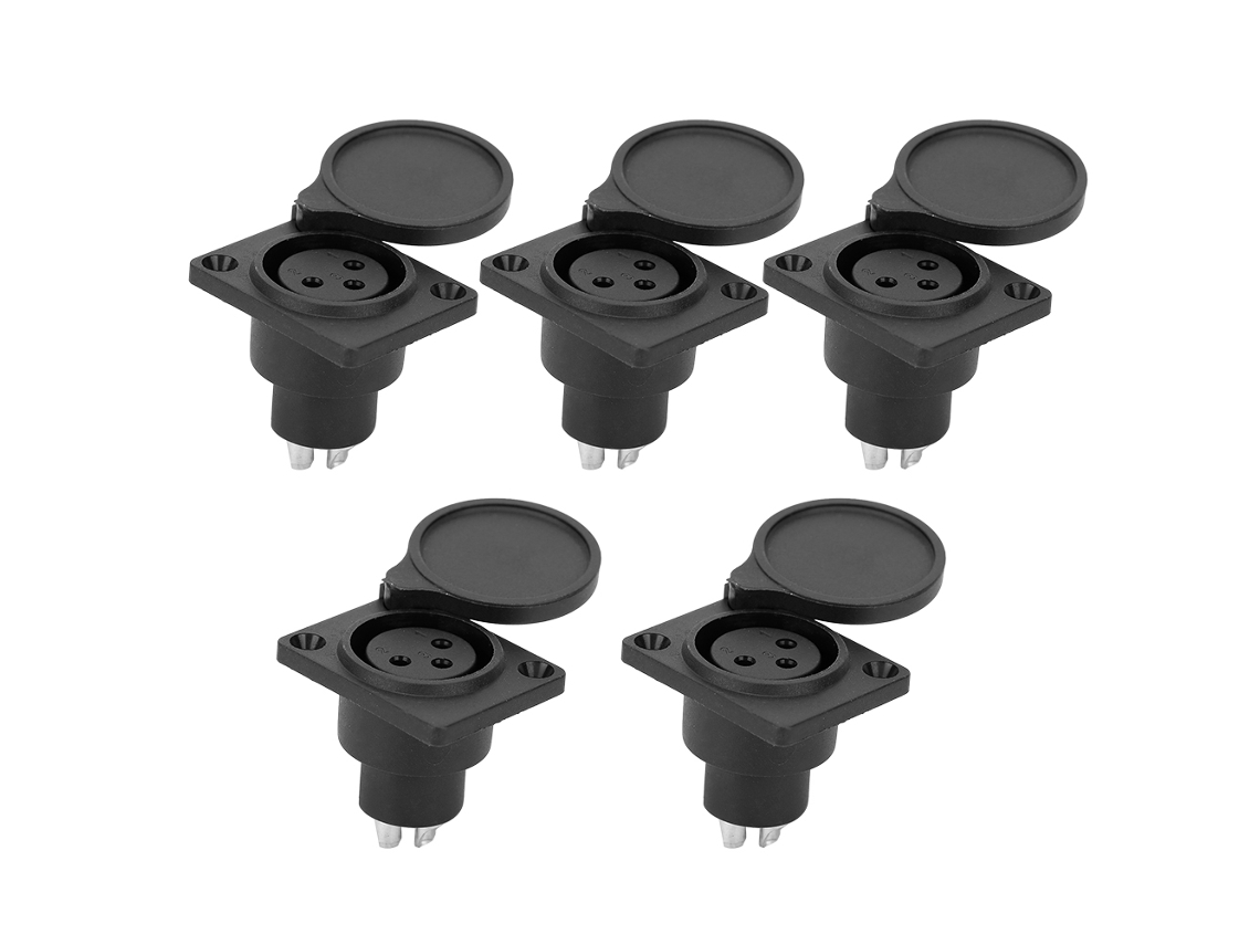 5 Peças Conector Xlr Fêmea 3 Pinos Impermeável Painel Chassis Socket Para Microfone Áudio