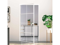Vidaxl Porta Interior 102x201,5cm Vidro Temperado/alumínio Fino Branco