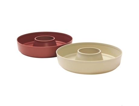 Forma De Silicone Omnia Conjunto De 2 Bege E Bordô Ø 22,5 Cm Compatível Com Micro Ondas