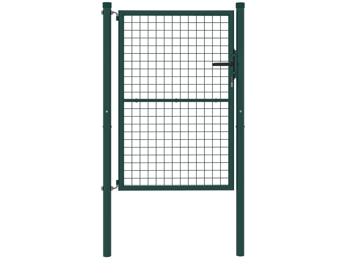 Portão de jardim em aço 97x175cm com fechadura, chaves e maçaneta verde BTFORUS