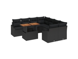 Conjunto 9 Conjunto De Jantar De Jardim Vidaxl Preto Vime Pe (100 X 55 X 73 Cm)