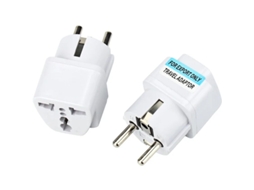 2x Adaptadores De Energia Ca Universais Eua/reino Unido/china Para Europa(ue)/ França(fr) Com Plugue Aterramento, Padrões Ce Rohs, 16a, Branco