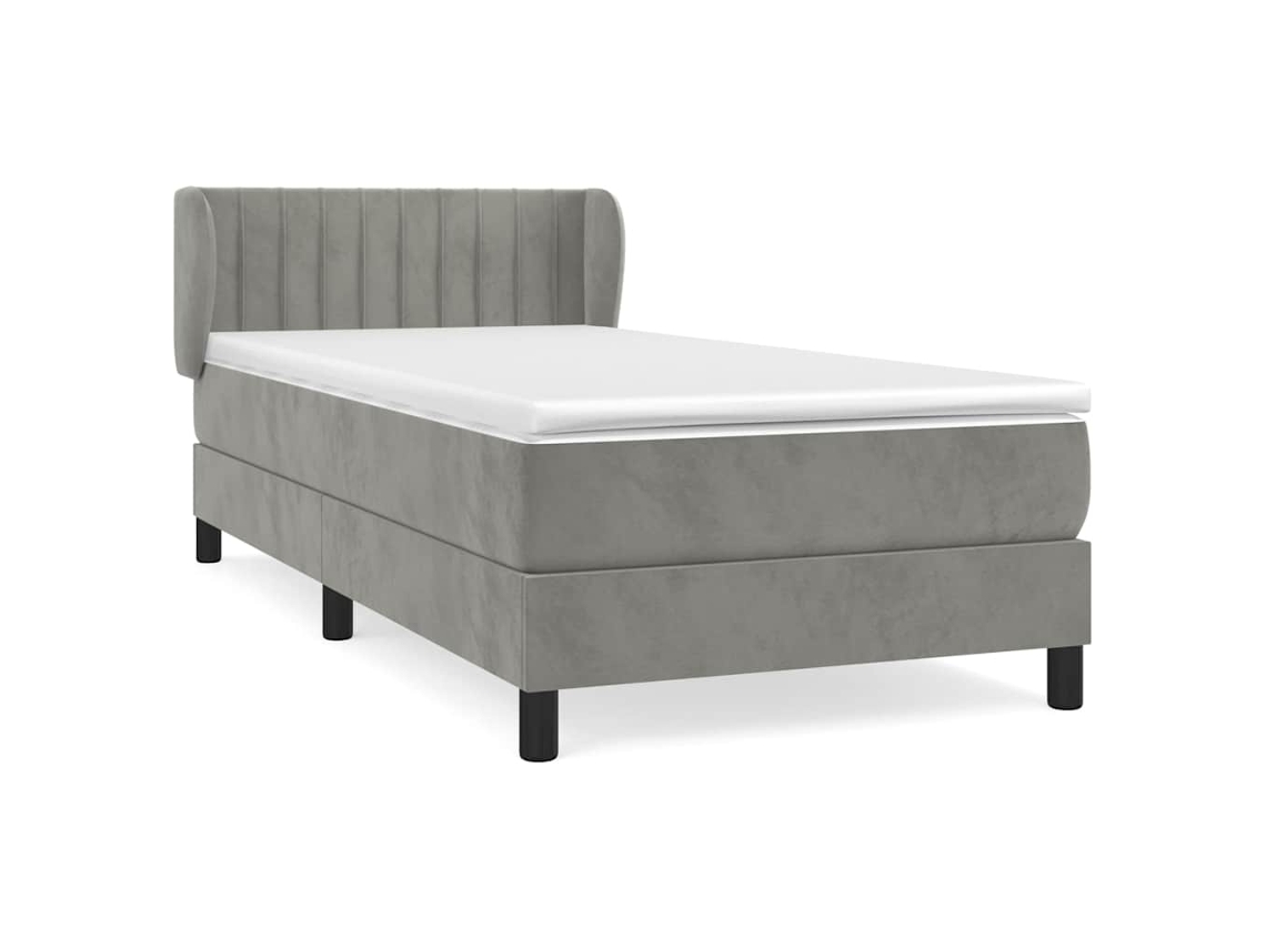 Conjunto 1 Cama Box Spring Vidaxl Cinzeto Veludo (203 X 93 X 88 Cm)