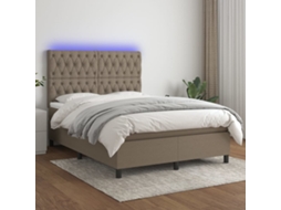 Cama Box Spring Colchão/led 140x190cm Tecido Cinza-acastanhado