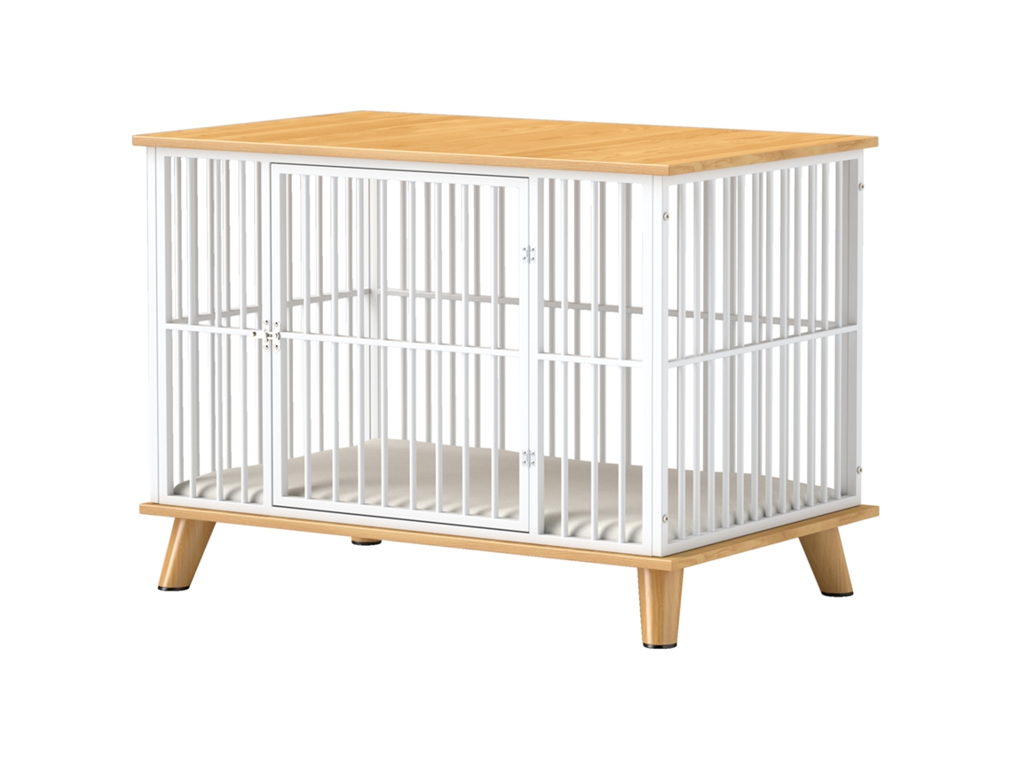 Caixa para Cão com Porta de Segurança, Almofada Lavável, Ventilação Otimizada, Aço, 86x60x70 Cm