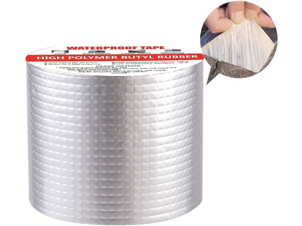 Ruban Détanchéité Autocollant En Caoutchouc Butyle En Film Daluminium Pour Fuite De Toit, Fissures De Surface, Rebord De Fenêtre Zeuxo (10 Cm X 5 M)
