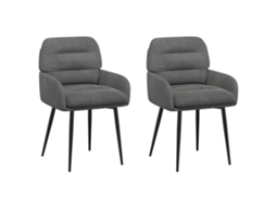 Conjunto 2 Cadeira De Jantar Vidaxl Cinzento Escuro Veludo (59 X 59,5 X 90 Cm)