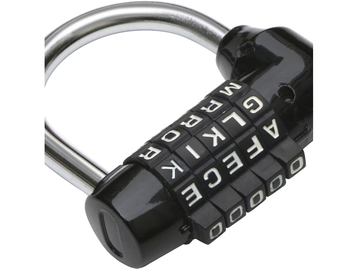 Cadeado Trixes Com Combinação De 5 Letras, Preto -