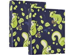 Pasta Escolar Fofa De Esquilo Verde 3, 8cm 1 2 Polegada Com 3 Argolas E Prancheta, Pacote Com 1 2 Unidade, Capa Dura E