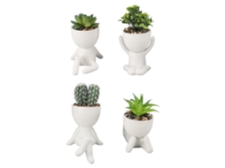 Vaso De Suculenta Artificial Humano Cute Cerâmica Plástica Decoração 4pcs