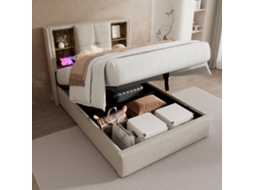 Cama Solteiro 90x200cm Carregamento Sem Fio Usb C E Armazenamento