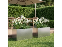 Vidaxl Vaso De Jardim 2 Unid. Prateado 50 X 40 X 40 Cm Aço Inoxidável