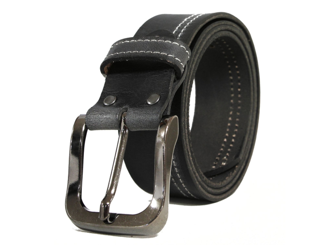 Cinto De Jeans Preto De 40 Mm Em Couro De Bezerro