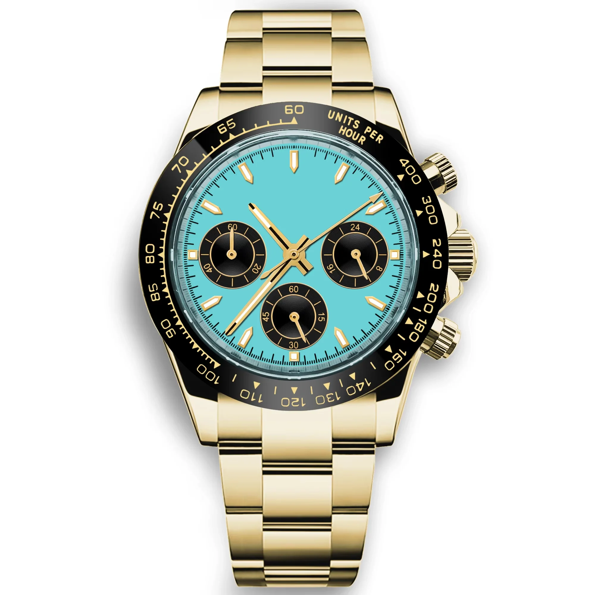 Relógio Masculino De Quartzo De 39 Mm (azul/preto), Modelo Esportivo Com Cristal De Safira.