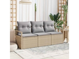 Vidaxl Conjunto De Sofás 3 Unid. Bege Vime Pe
