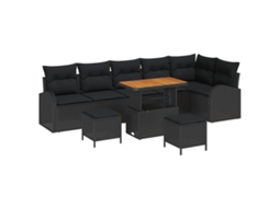 Maison Exclusive - Conjunto De Sofá De Jardim Com Almofada 9 Pcs Preto
