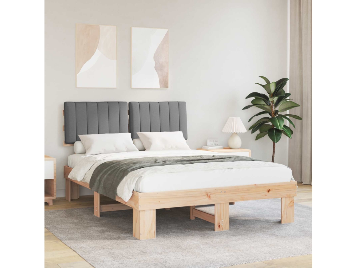 Vidaxl Estrutura De Cama Com Cabeceira Estofada Cinzento-claro