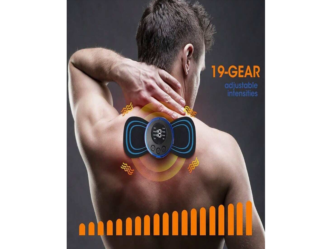 Mini Massageador Elétrico Ems Portátil 19 Níveis Intensidade Terapia Muscular Alívio Dor Pescoço Costas Pernas Braços STELASPLEN