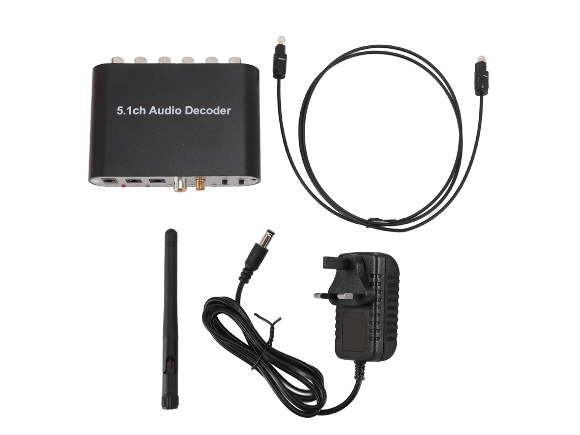 Decodificador de som digital 5.1 canais com Bluetooth 5.0, saída óptica SPDIF e coaxial a 6 RCA | S/MARCA