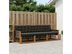 Vidaxl Conjunto De Sofás Para Exterior 3 Pcs Natural E Preto