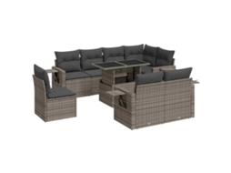 Conjunto de 9 Sofás para Jardim com Almofadões Vime Pe Cinzento MAISON EXCLUSIVE (90x200 cm)