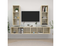 Vidaxl Armários de Parede P/ Tv 4pcs Derivados Madeira Carvalho Sonoma