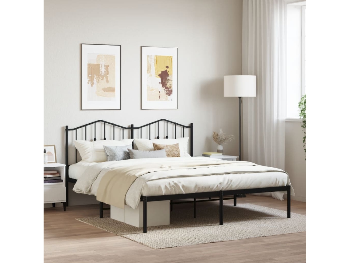 Vidaxl Estrutura De Cama Com Cabeceira 160x200 Cm Metal Preto