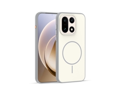 Capa Para Celular Dois Em Um Com Cores Contrastantes Para A Pelemagnético - Branco Acinzentado Botão Metálico Independente - Honor Magic 8 Pro