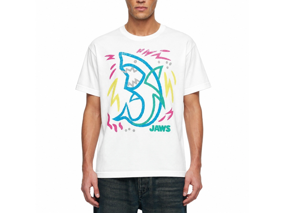 Rockinstone Jaws Movie Doodle White Adult T-shirt Size:s