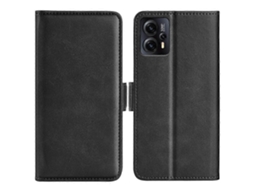 Capa De Couro Com Fecho Magnético Duplo E Flip Horizontal Para Motorola Moto E13