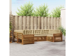 Vidaxl Conjunto De Sofás Para Exterior 6 Pcs Natural E Bege