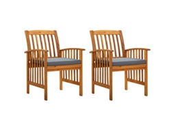 Vidaxl Cadeiras De Jantar P/ Jardim 2 Pcs C/ Almofadões Acácia Maciça