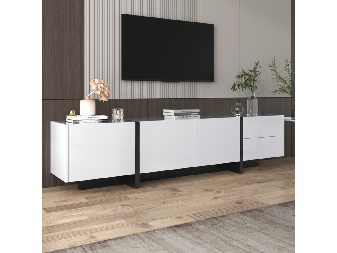 Móvel Preto Branco Blocos Cores Design Linear Tv VOLTEDGE