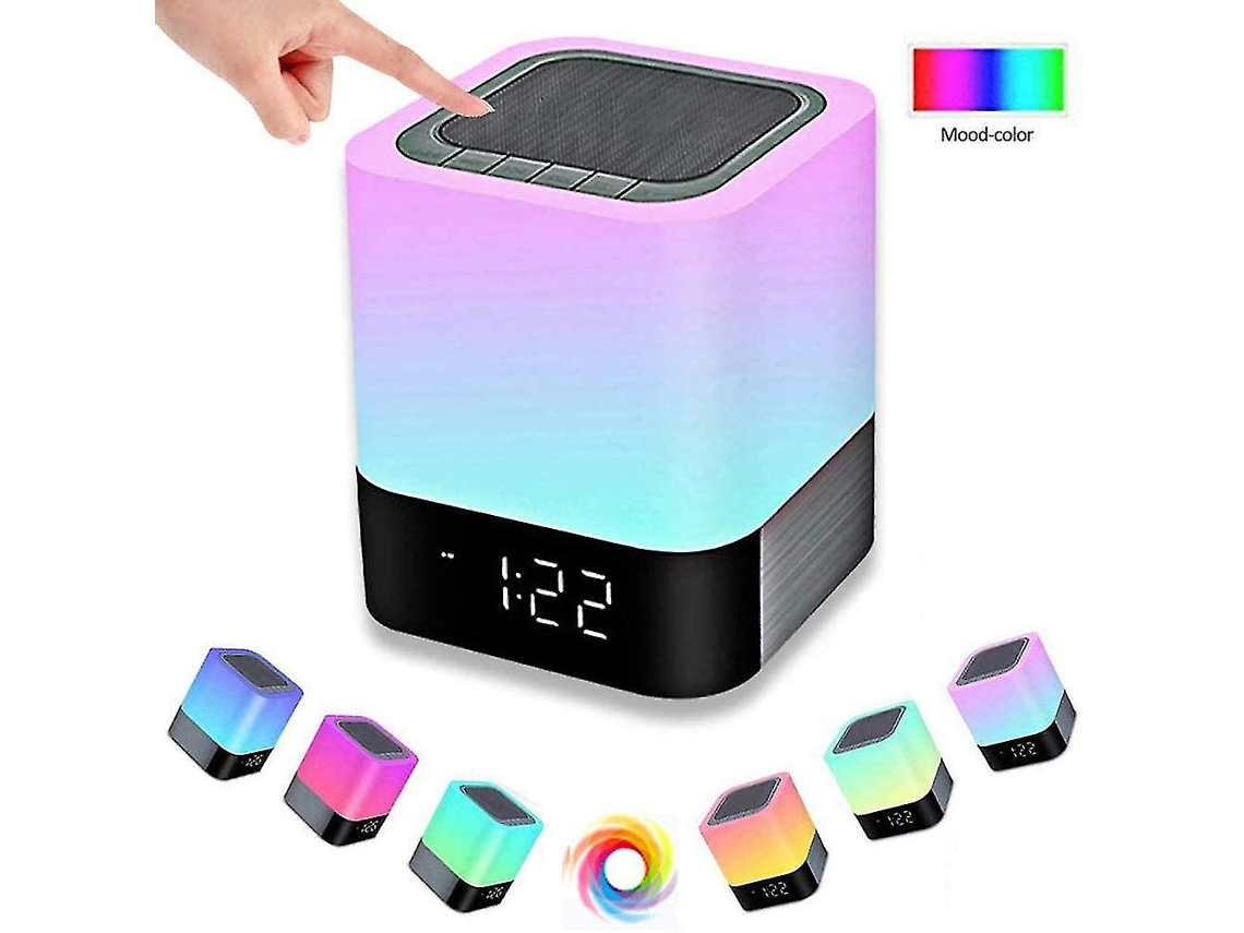 Coluna Lâmpada de cabeceira com controle de toque, Bluetooth com luz noturna, sem fio regulável com luz noturna