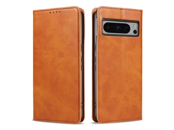 Capa Flip Para Celular Em Couro Com Estampa De Pele De Bezerro.cáqui - Pixel 6a