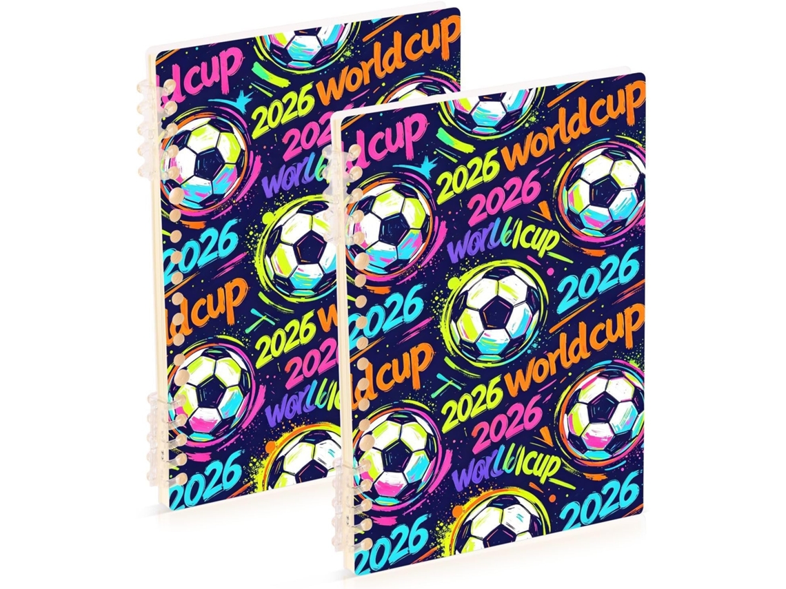 Conjunto de 2 Cadernos Espiral, 21,1 X 14,5 Cm Design Futebol Tamanho A5 Resistentes 60 Folhas para Planejam
