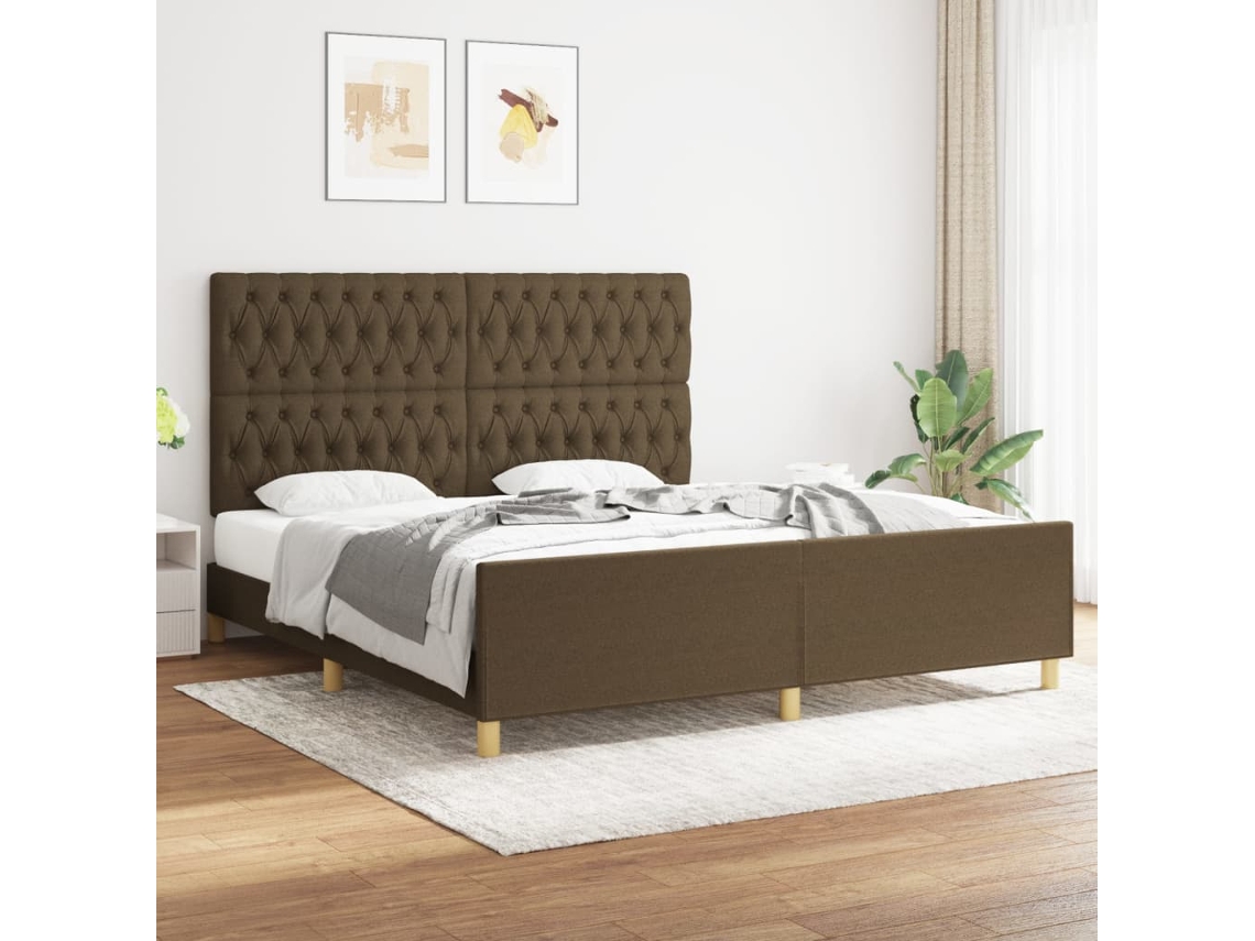 Estrutura De Cama Sem Colchão 180x200 Cm Tecido Castanho-escuro