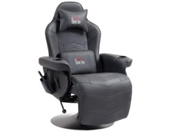 Cadeira Gamer Massagem Encosto Reclinável Apoio Pés Preta VELTRIX