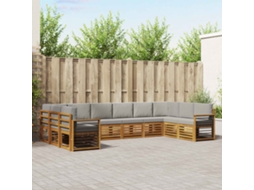 Vidaxl Conjunto De Sofá Sectional 10 Pcs Cinza Natural E Claro