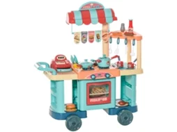 Cozinha Infantil 3-6 Anos Com Rodas Caixa Registradora 50 Acessórios 79,5x33x90,5 Cm Multicolor