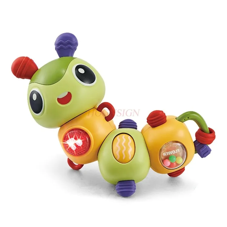 Lagarto giratório de brinquedo com som e luz para bebês e crianças pequenas, com luzes e música.
