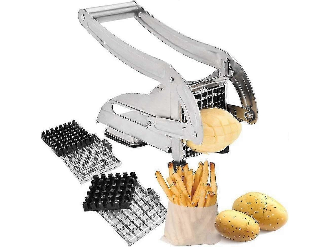 Cortador De Batata Frita, Cortador De Batata Frita Com 2 Lâminas De Aço Inoxidável Para Presente Everley891
